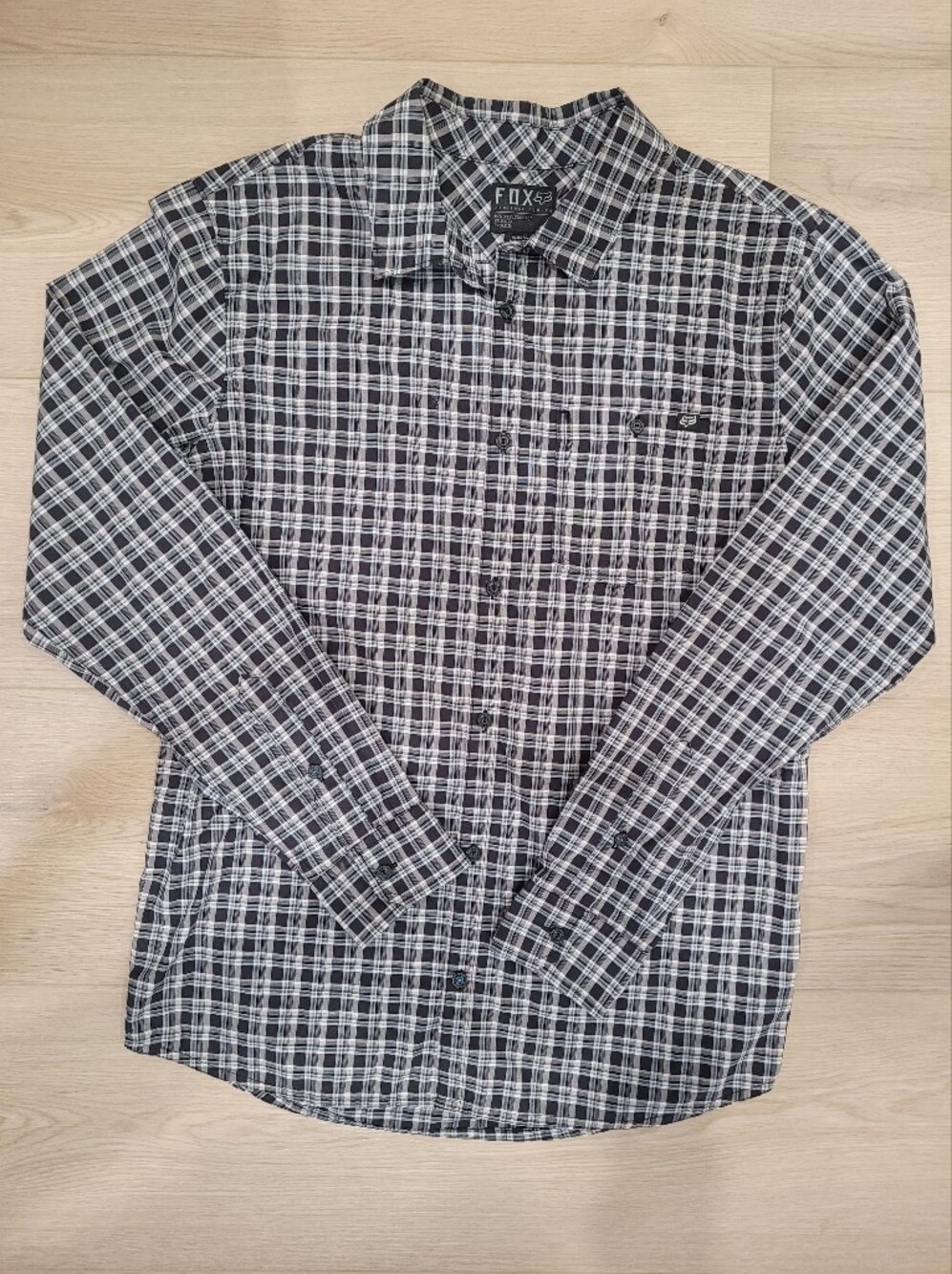 Fox Racing Men Black, Blue,White Plaid Men’s Button-Down Shirt